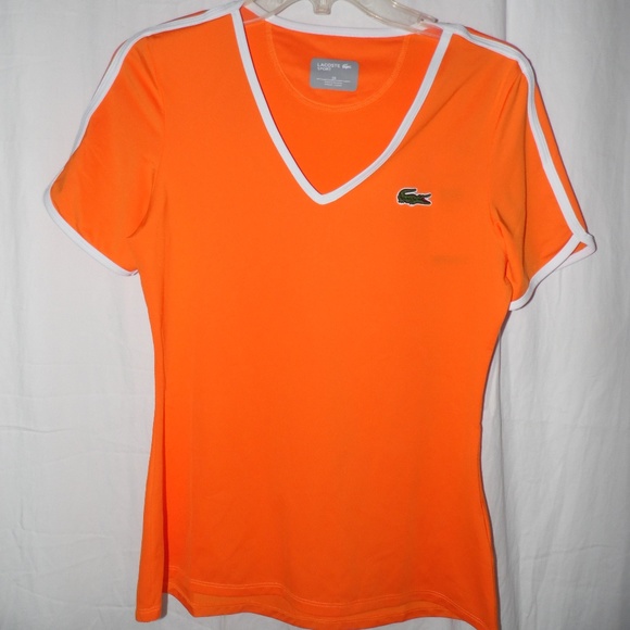 orange lacoste shirt